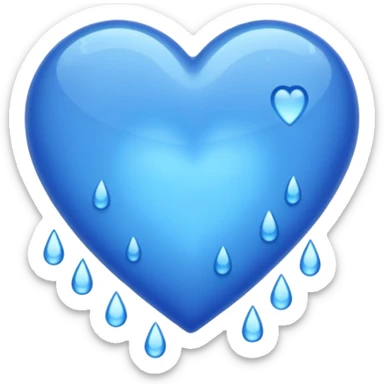 Blue heart in the rain  sticker