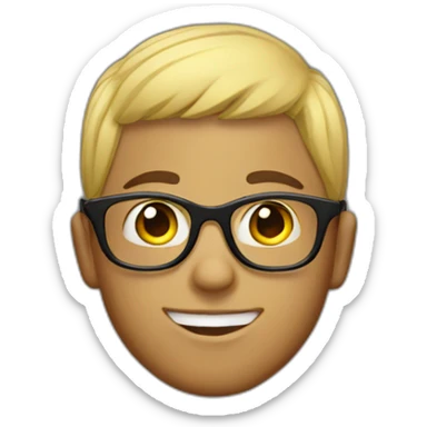 black-hair fair boy with glasses sticker