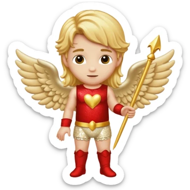 Cupid, God of Love from Gods and Goddesses with long golden blonde hair, cream sequin outfit sticker