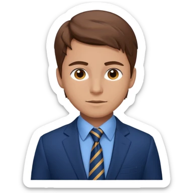 young man with brown hair in a blue navy suit sticker