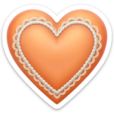 cute peach colored heart with lace trimming sticker