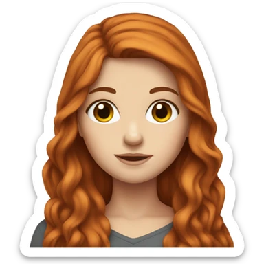 white girl with long auburn hair  sticker