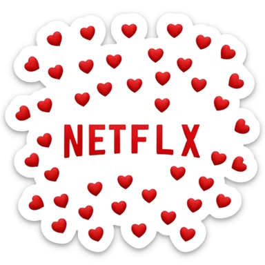 Netflix logo surrounded by little red hearts with suggestive and sensual attitude. sticker
