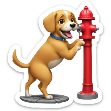 Dog peeing on fire hydrant sticker