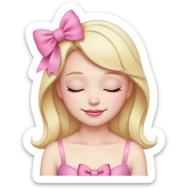 emoji coquette with a pink bow, closed eyes, confident smile, soft aesthetic



 sticker
