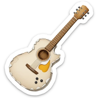 paper acoustic guitar with white paper tears & rips over it sticker