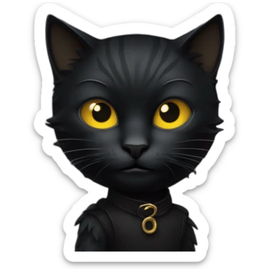 Chat noir avec une griffe sur la tête  sticker