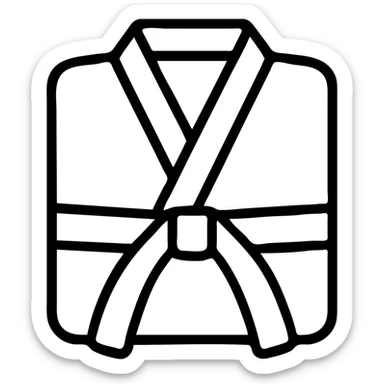 Folded martial arts gi with belt wrapped around it sticker