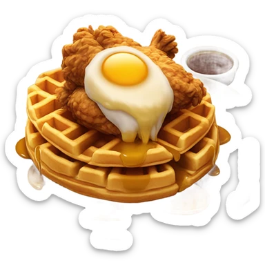 Fried chicken and waffle drizzled with maple syrup sticker