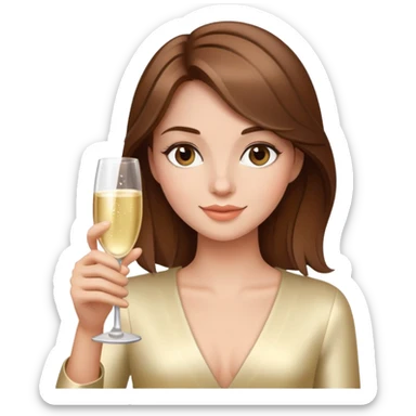 brown hair girl with champagne  sticker