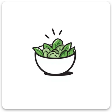 simple hand-drawn doodle of a salad bowl with leafy greens sticker