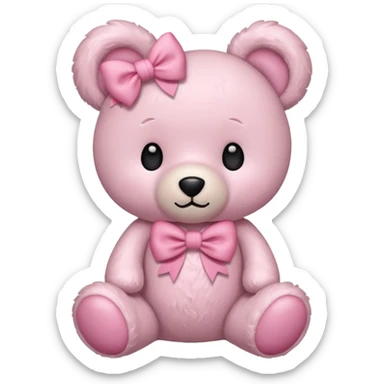 light pink adorable teddy bear with bow sticker