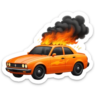 Burning car sticker