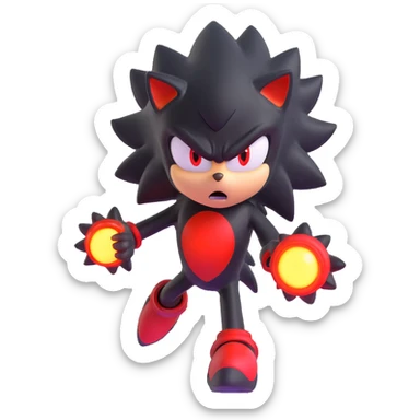 Shadow the Hedgehog charging up chaos energy, glowing red accents, intense expression sticker