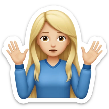 blonde cartoon girl long hair making time out gesture sticker