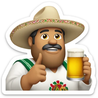 Fat Mexican guy drinking a beer sticker