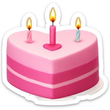 Pink heart shaped  cake with candles sticker