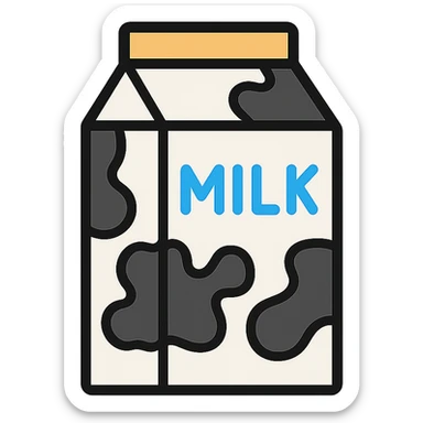 carton of milk covered in black and white cow spots sticker