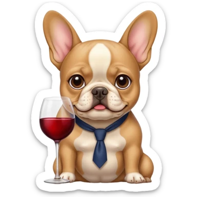 Fawn FRENCH BULLDOG drinking-wine sticker