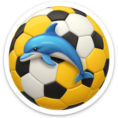 Yellow black dolphin cirkle wave soccerball sticker