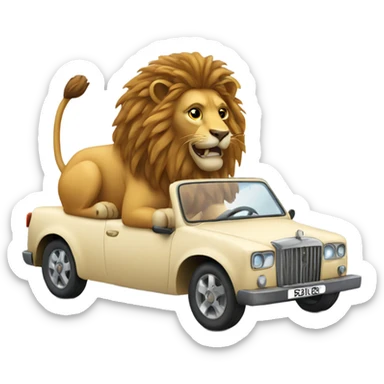 A lion driving a car sticker