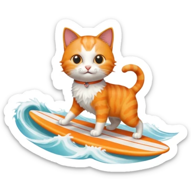 A cat surfing  sticker