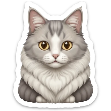 a grey and white cat sitting regally sticker