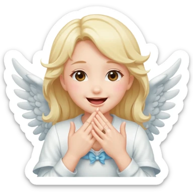 cute anime angel girl laughing with hands over her mouth sticker