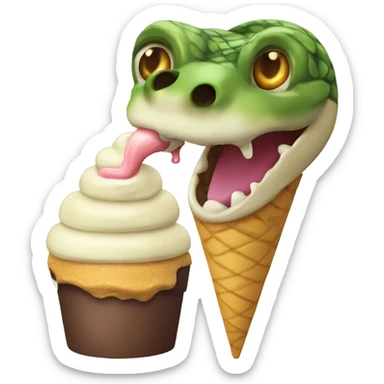 snake eating ice cream sticker