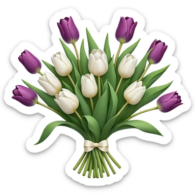white tulip bouquet  sticker