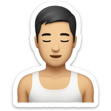 Black hair, short hair, short hair, Asian man, snoring with eyes closed, sunburnt skin sticker