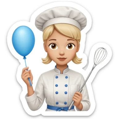 woman chef with a balloon whisk sticker