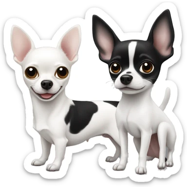 a white chihuahua and a black and white chihuahua sticker