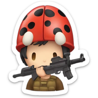 une coccinelle avec une arme  sticker