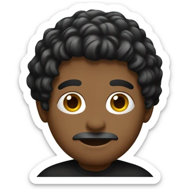 I want an emoji with wavy, somewhat dark hair and a black shirt  sticker