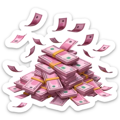 pink money flying  sticker