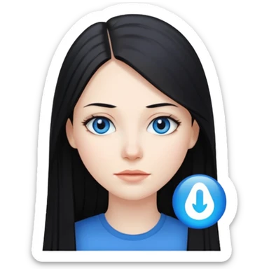 Mujer blanca con pelo negro liso largo sticker