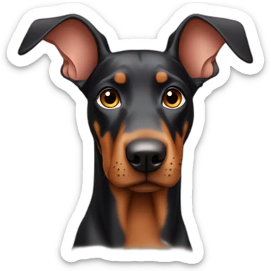 Doberman dog is cute looking with ears not bought back sticker