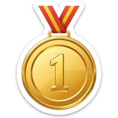 gold medal with a 1 inside sticker