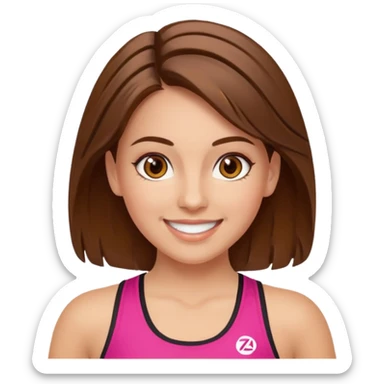 Make a zumba coach emoji, brown eyes, brown hair girl sticker