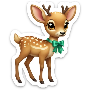 baby deer with a bow sticker