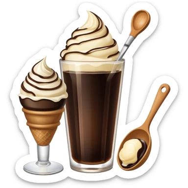 Soy sauce bottle next to ice cream. sticker