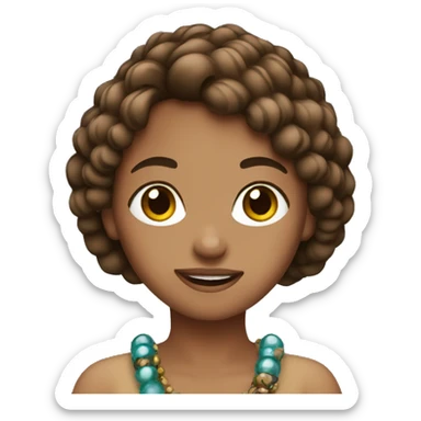 A girl with brown hair in beads sticker