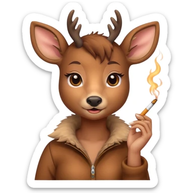 Cute female deer with cigarette sticker
