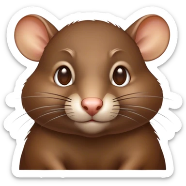 Cinematic Noble Brown Rat Portrait Emoji, Poised and alert, with a sleek, agile build and a smooth, well-groomed coat of warm brown fur, beady, determined eyes, Simplified yet sharp and sophisticated features, highly detailed, glowing with a soft, dignified glow, high shine, intelligent and resourceful, stylized with an air of urban savvy, focused and attentive, soft glowing outline, capturing the essence of a watchful and confident rat that feels as though it could scurry out of the screen with effortless authority! sticker