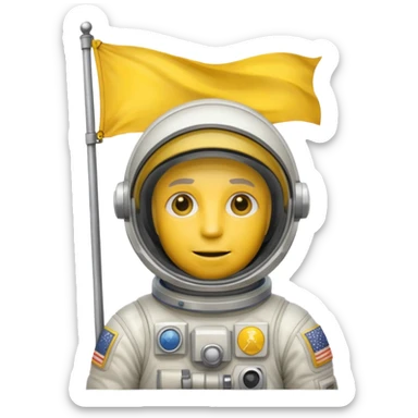 old astronaut with yellow flag in hand sticker