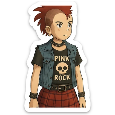ghibli style punk rock girl sticker