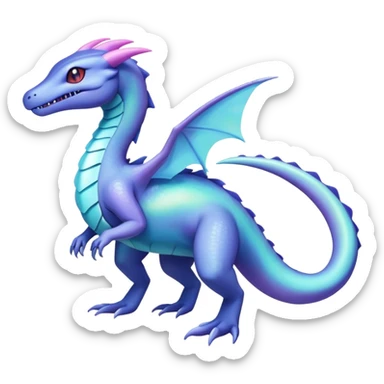 Iridescent Shiny pastel Salandit-Aurorus-Salazzle-Dragonair-Fakémon-hybrid-creature (full body)  sticker