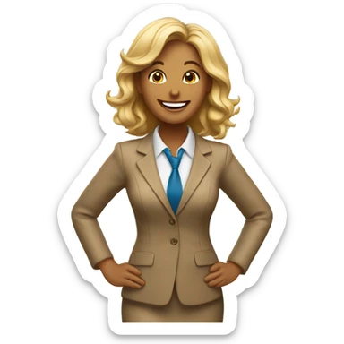 tan lady promoted at work sticker
