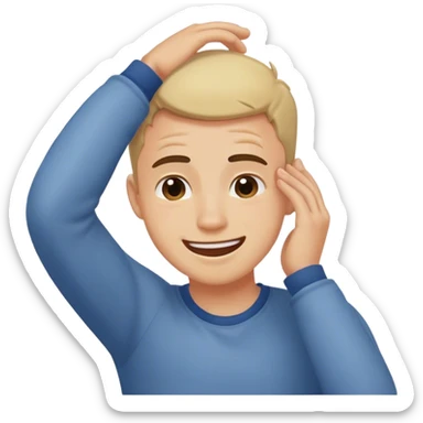 Guy getting embarrassed, smiling and scratching the back of his head sticker